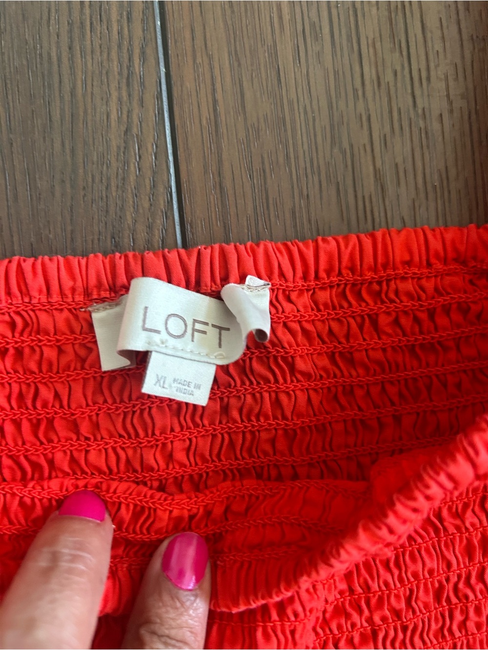 Vibrant LOFT Red Smocked Peplum Puff Sleeve Top Size XL - Picture 2 of 4